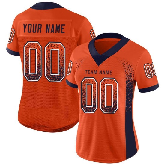 Custom Orange Navy-White Mesh Drift Fashion Football Jersey Custom Orange Navy-White Mesh Drift Fashion Football Jersey