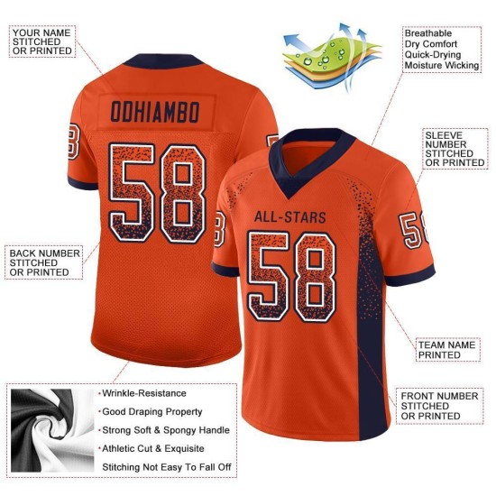 Custom Orange Navy-White Mesh Drift Fashion Football Jersey Custom Orange Navy-White Mesh Drift Fashion Football Jersey