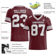 Custom Burgundy White-Gray Mesh Authentic Football Jersey Custom Burgundy White-Gray Mesh Authentic Football Jersey
