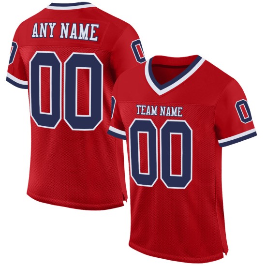 Custom Red Navy-White Mesh Authentic Throwback Football Jersey Custom Red Navy-White Mesh Authentic Throwback Football Jersey